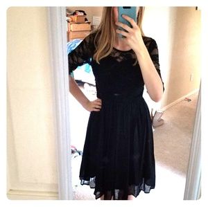 Black lace midi length dress